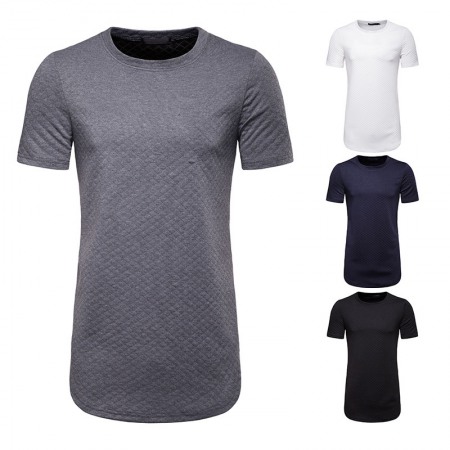 New Style Men's Diamond Lattice Hip-Hop Loose Short-Sleeved T-Shirt